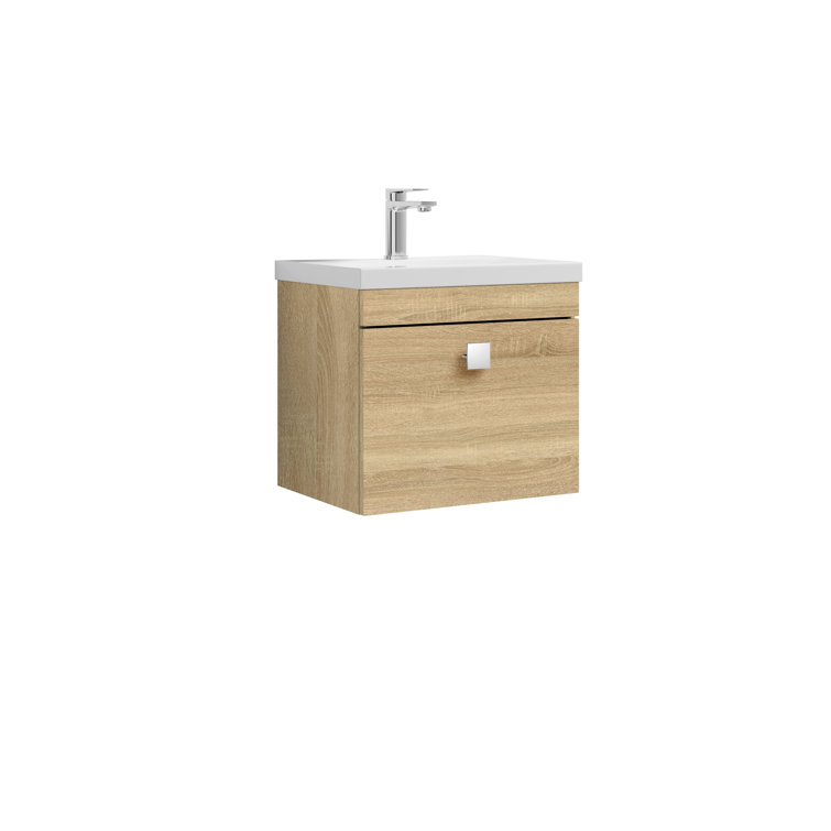 Nuie 510mm Wall Mounted Single Bathroom Vanity with Integrated Vitreous